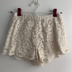 White lace shorts